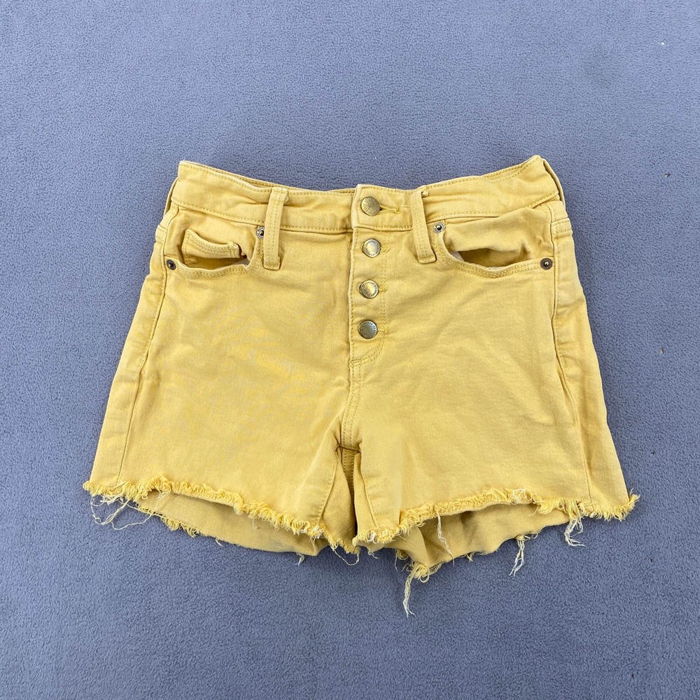Universal Thread Mustard Yellow High Rise Button Fly Raw Hem Denim Shorts 0/25